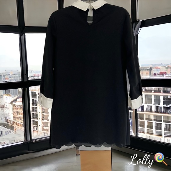 Frenchy Contrast Collar Pearls Beaded Dress - Picture 2 of 6